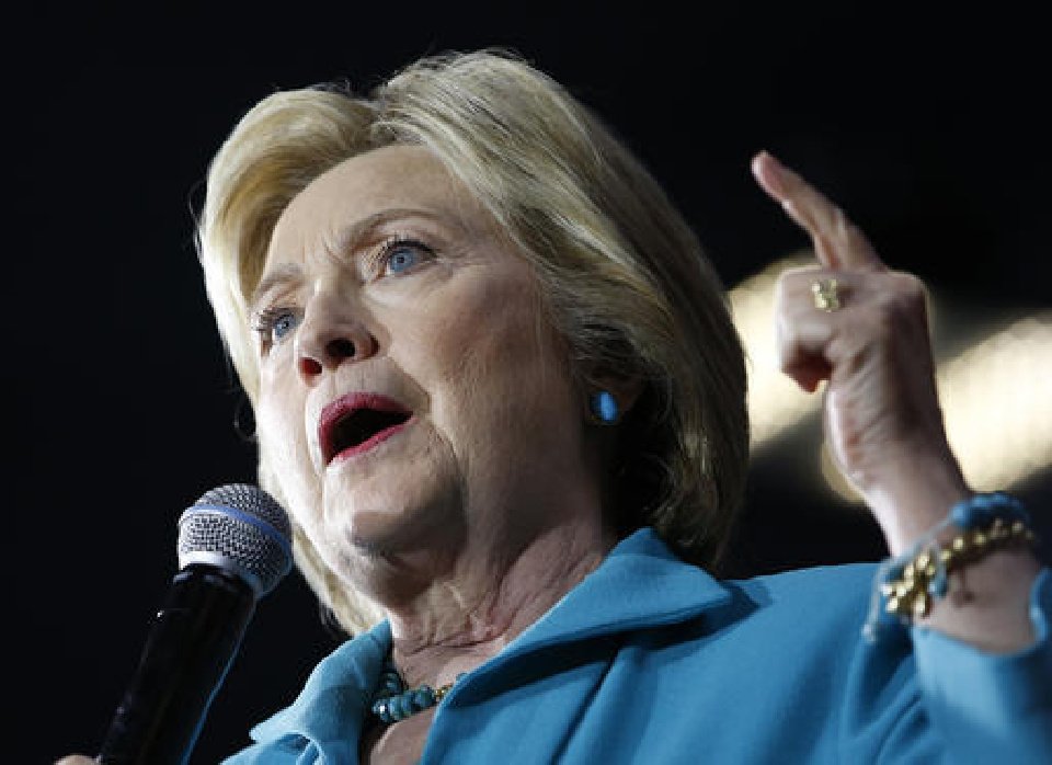 Democratic presidential candidate Hillary Clinton speaks in Commerce Calif. The House oversight committee says it has received FBI documents related to the investigation of Hillary Clinton's use of a