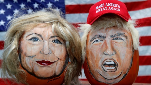 The images of US Democratic presidential candidate Hillary Clinton and Republican Presidential candidate Donald Trump