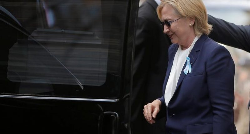 U.S. Democratic presidential candidate Hillary Clinton climbs into her van outside her daughter Chelsea's home in New York New York United States