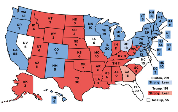 Kiplinger's electoral map 2016