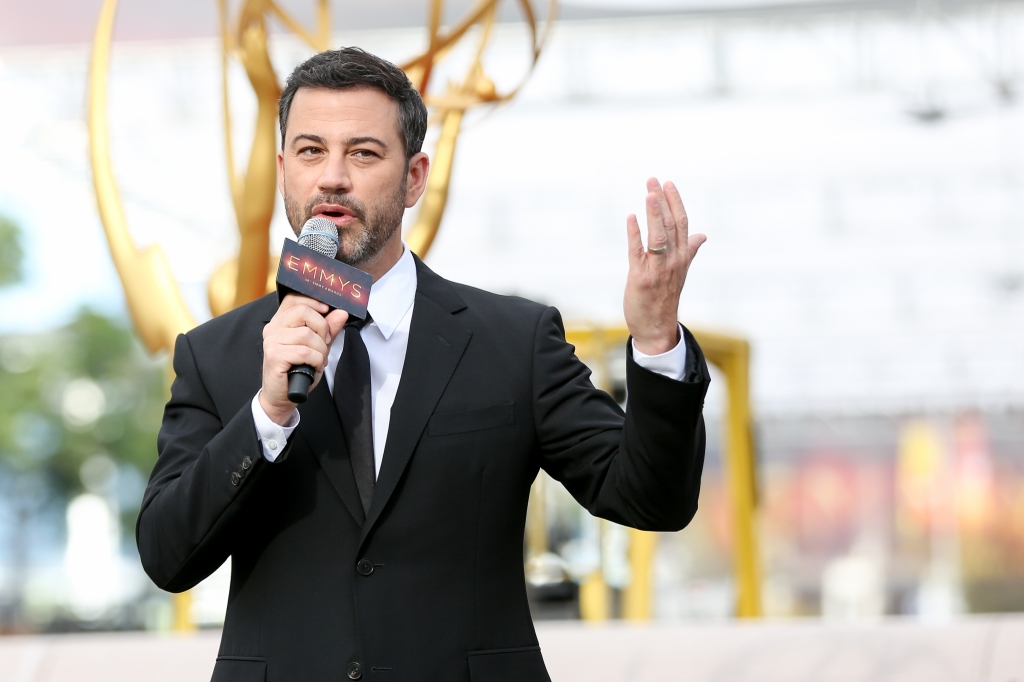 Host Jimmy Kimmel speaks at the Primetime Emmy Awards Press Preview Day at the Microsoft Theater on Wednesday Sept. 14 2016 in Los Angeles