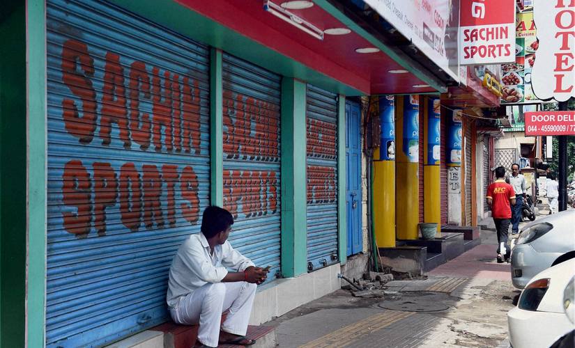 Closed shops during a day-long bandh called by various parties over Cauvery water issue in Chennai on Friday. PTI