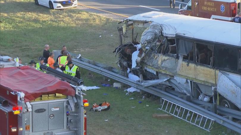 Bus crash in Richmond County, fatalities reported and dozens taken to hospital