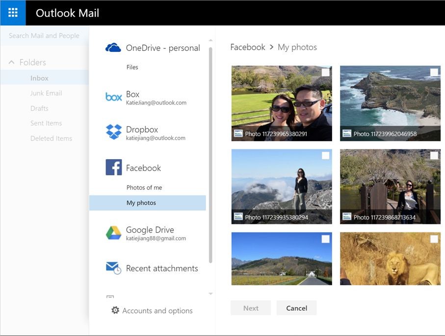 Outlook Facebook