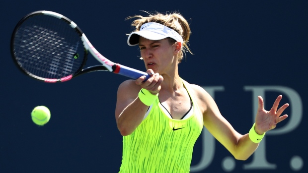 Eugenie Bouchard of Westmount Que. was eliminated in the first round of the U.S. Open Tuesday in New York City by Katerina Siniakova of the Czech Republic