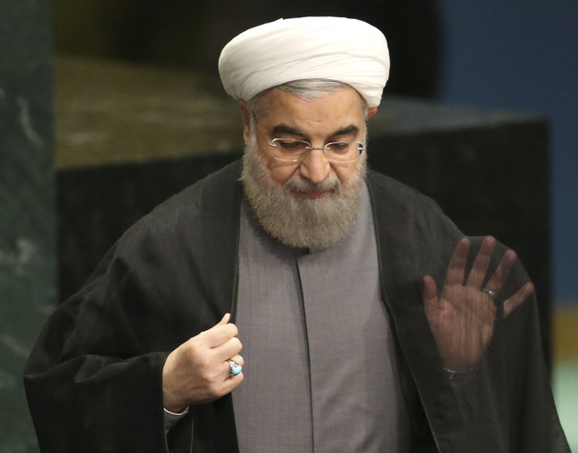 Hassan Rouhani President of Iran leaves the podium after speaking during the 71st session of the United Nations General Assembly at U.N. headquarters Thur