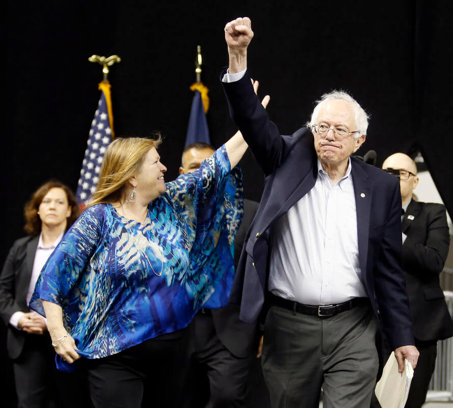 Sen. Bernie Sanders I-Vt. right and his wife Jane