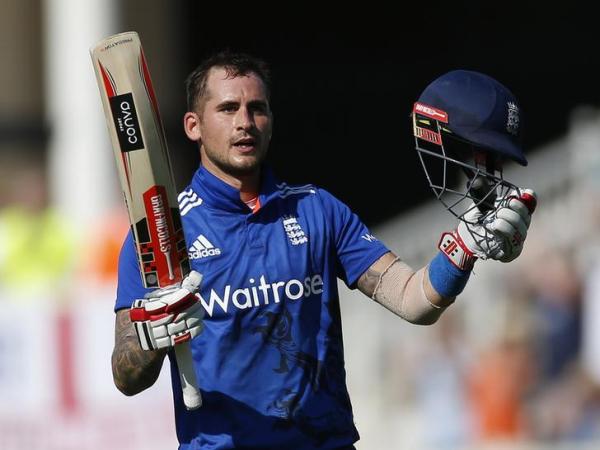 Britain Cricket- England v Pakistan- Third One Day International- Trent Bridge- 30/8/16
England's Alex Hales celebrates his century
Action Images via Reuters  Paul Childs
Livepic
EDITORIAL USE ONLY