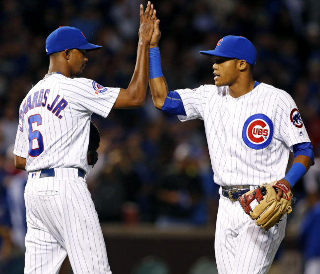 Carl Edwards Jr. earned his first career save and Addison Russell drove in the tying and go-ahead runs with a two-out single in the seventh Thursday night for the Cubs