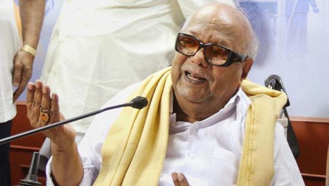 DMK chief M Karunanidhi addresses at a press conference in Chennai