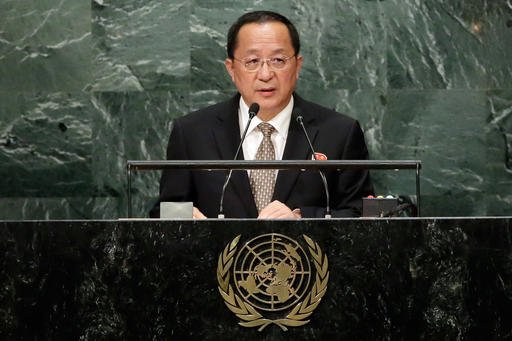 North Korea's Foreign Minister Ri Yong Ho addresses the 71st session of the United Nations General Assembly at U.N. headquarters Friday Sept. 23 2016