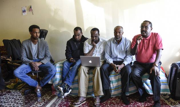 Somali-American leaders hold a press conference Sunday Sept. 18 2016 in St. Cloud Minn. to address the stabbing and shooting incident that happened Saturday at Crossroads Center Mall. A man in a private security uniform stabbed nine people at a Minn