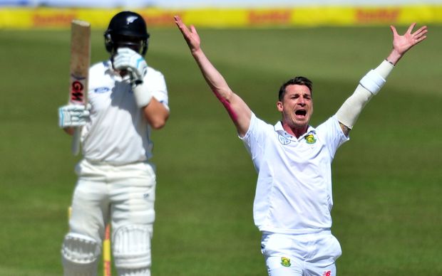 Dale Steyn takes the wicket of Ross Taylor