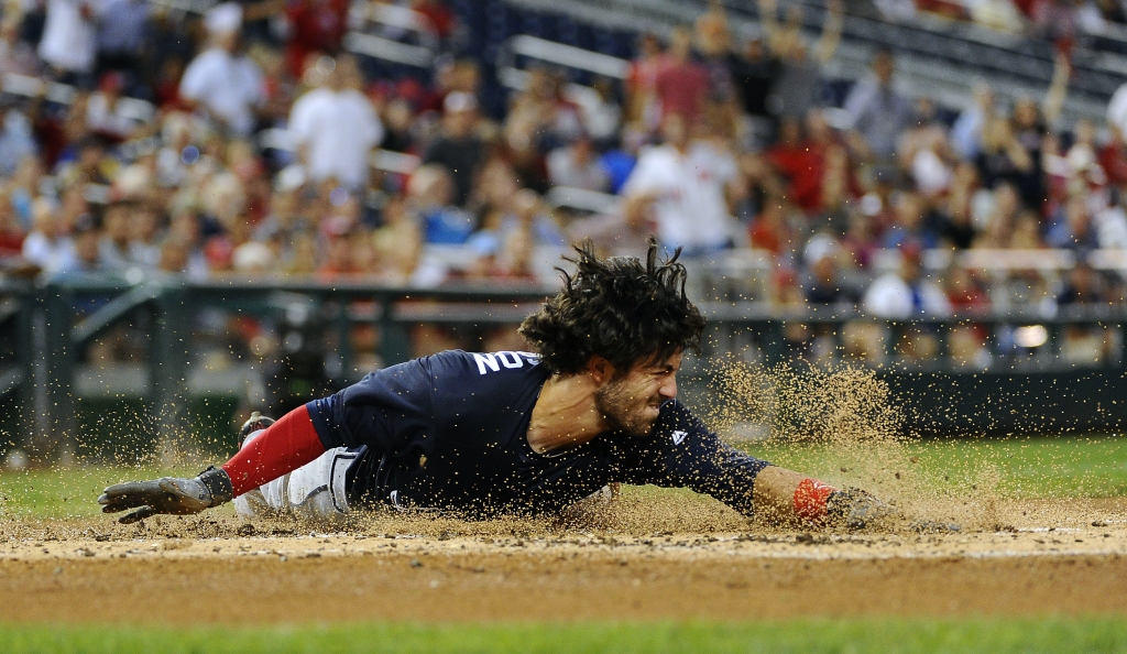 Sep 6 2016 Washington DC USA Atlanta Braves shortstop Dansby Swanson dives home to score an inside the park home run against the Washington Nationals during the second inning at Nationals Park. Mandatory Credit Brad Mills-USA TODAY Sports ORG XM