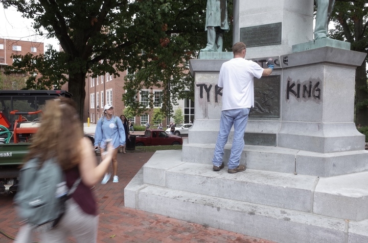 039;Justice 4 Tyre King&#039 painted across campus