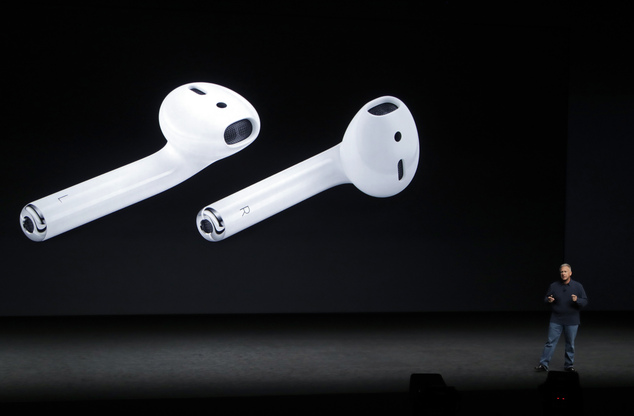 Phil Schiller Apple's senior vice president of worldwide marketing talks about Air Pods during an event to announc