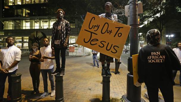 Demonstrators make their point on the streets of Charlotte