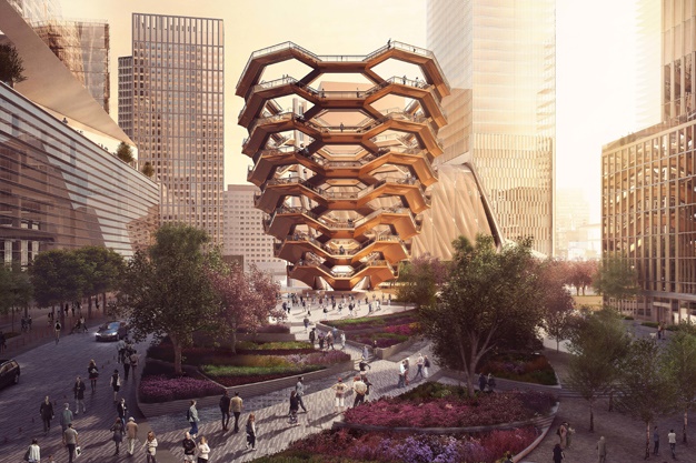 British architect Thomas Heatherwick unveils 16-storey staircase sculpture for New York's Hudson Yards