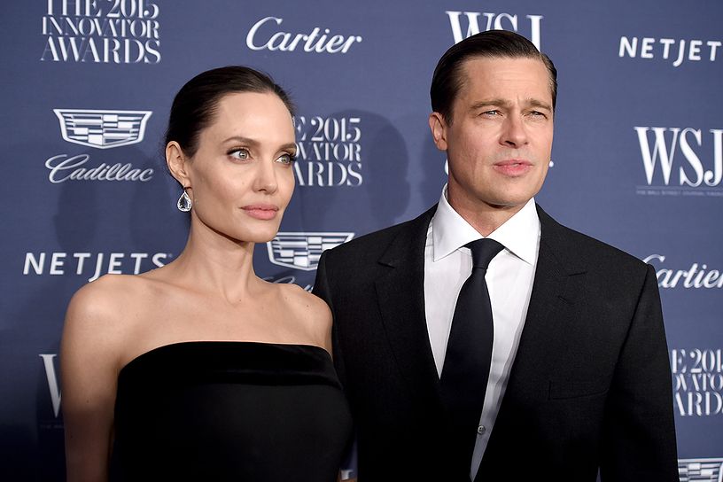 NEW YORK NY- NOVEMBER 04 2015 Entertainment Innovator Angelina Jolie Pitt and Brad Pitt attend the WSJ. Magazine 2015