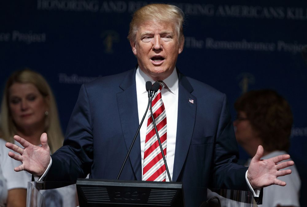 Republican presidential candidate Donald Trump speaks during a event with The Remembrance Project Saturday Sept. 17 2016 in Houston