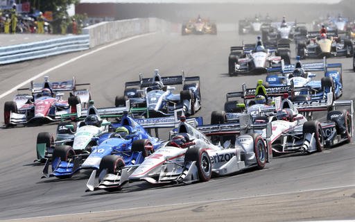 Will Power of Australia  leads a group during the Indy Car Grand Prix at The Glen auto race Sunday Sept. 4 2016 in Watkins Glen N.Y