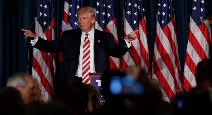 Donald J. Trump spoke about national defense at the Union League of Philadelphia on Wednesday