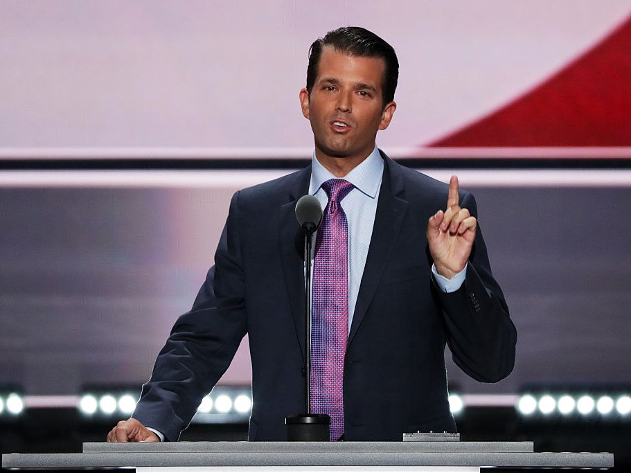 Donald Trump Jr. addresses the crowd at the Republican National Committee.   Alex Wong  Getty Images