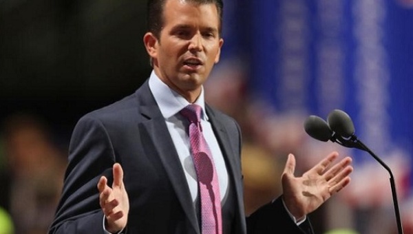 Donald Trump Jr speaks on the second day of the Republican National Convention in Cleveland Ohio