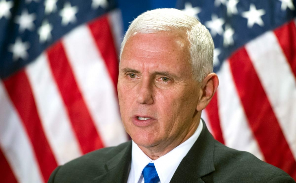 Republican vice president candidate Indiana Gov. Mike Pence speaks at the Republican National Headquarters on Capitol Hill in Washington Tuesday Sept. 13 2016