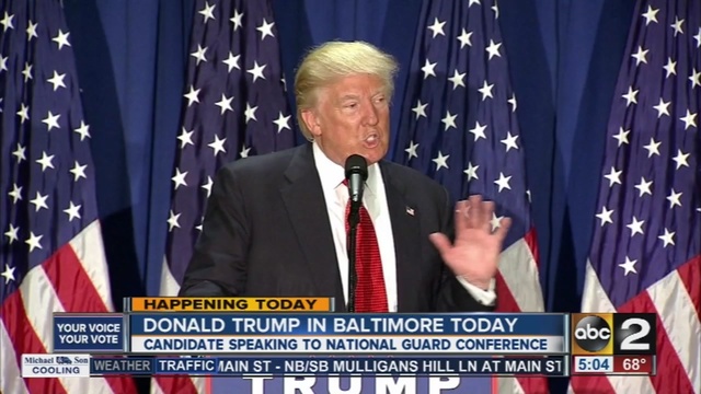 Donald Trump is scheduled to speak in Baltimore Monday afternoon.                      WMAR