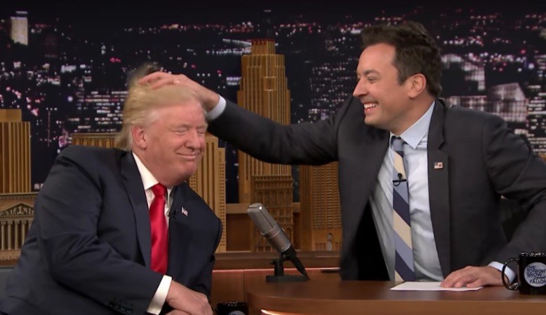 Donald Trump let Jimmy Fallon mess up his hair which makes America great again