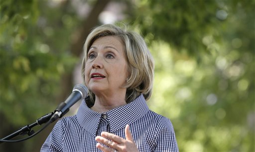 Democratic presidential candidate Hillary Rodham Clinton speaks at the Iowa State Fair in Des Moines Iowa