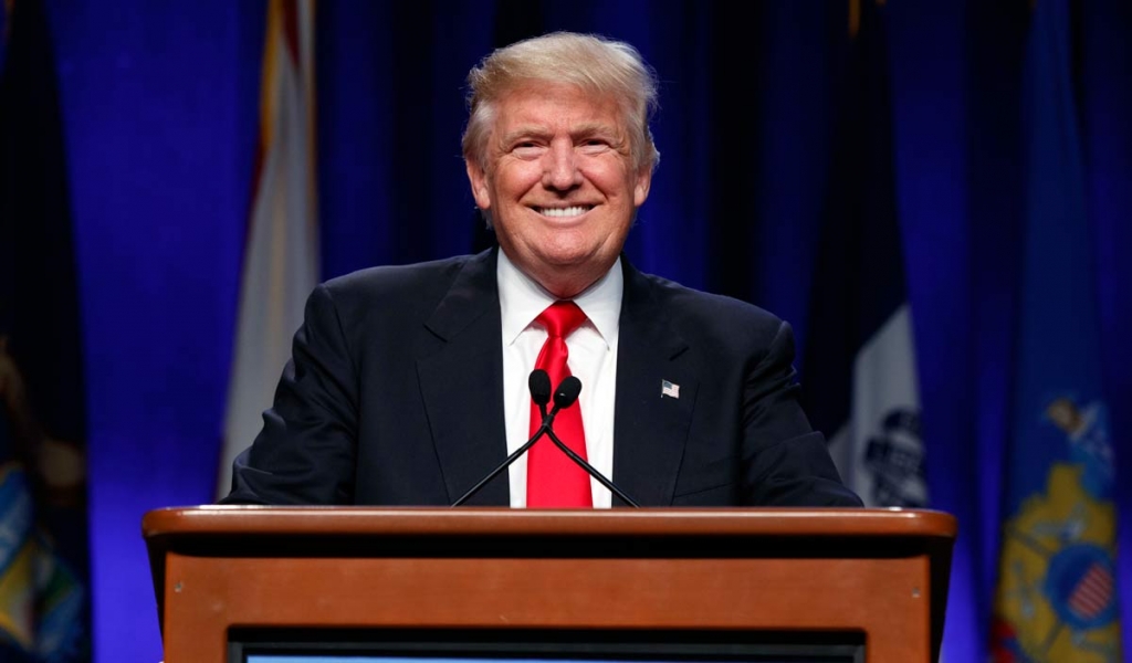 Republican presidential candidate Donald Trump speaks to the National Guard Association of the United States Monday Sept. 12 2016 in Baltimore