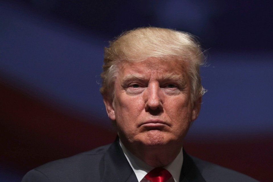 Donald Trump pauses during a campaign event on Tuesday in Virginia Beach