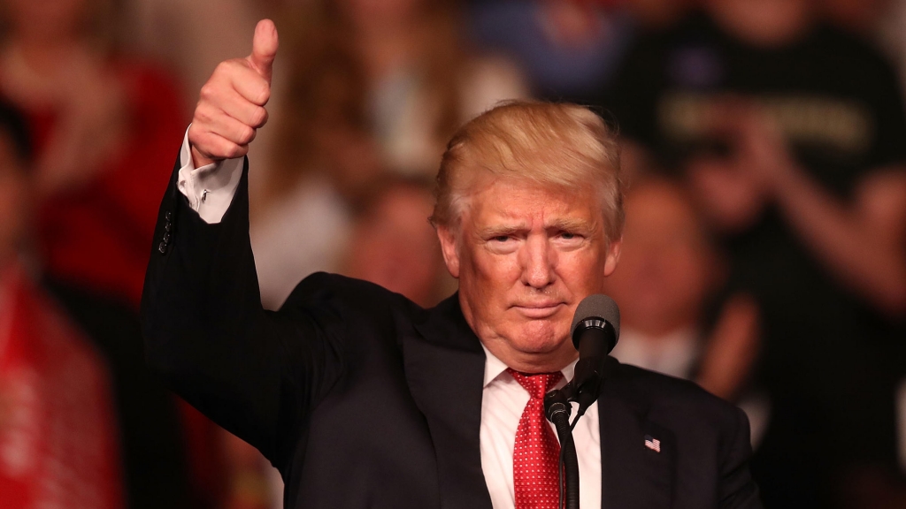 Donald Trump speaks during a campaign rally in Estero Fla. on Monday