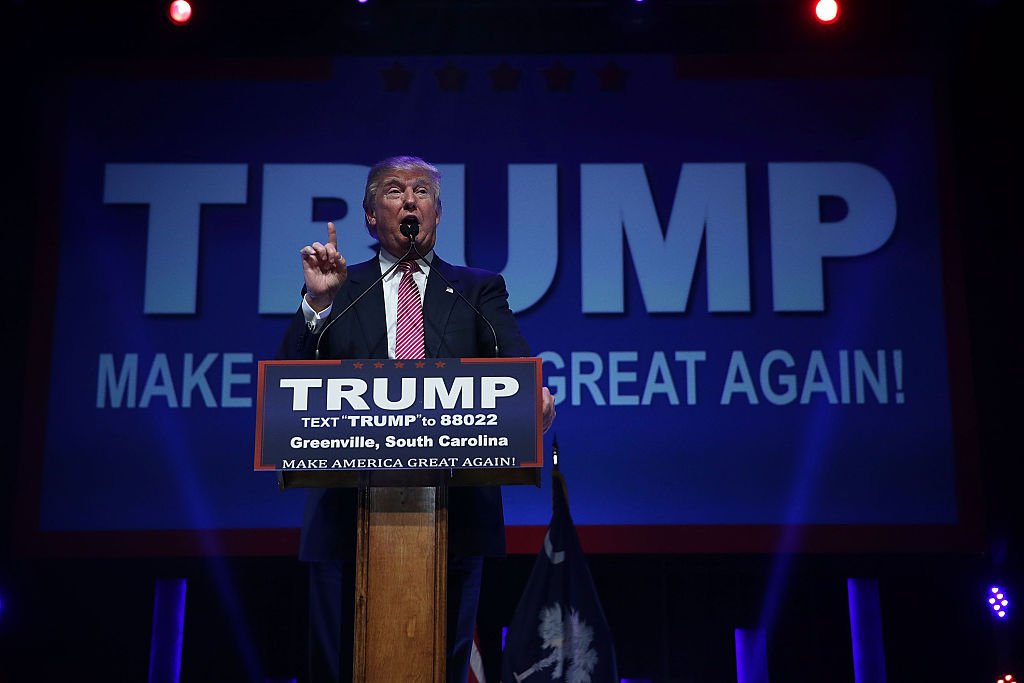 Donald Trump speaks to voters during a campaign event