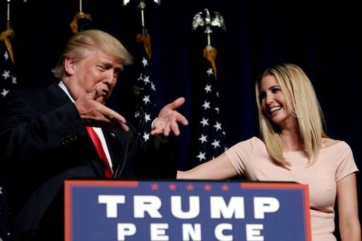 Donald Trump with daughter Ivanka at a campaign rally in Greenville North Carolina