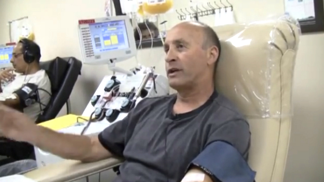 Donor at San Diego Blood Bank. Image via YouTube