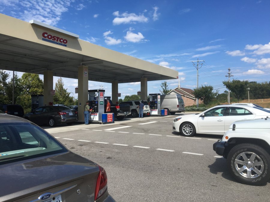 Drivers line up Saturday afternoon at the Costco gas pumps off Lovell Road. Gas was plentiful but so were customers. Don Jacobs  News Sentinel