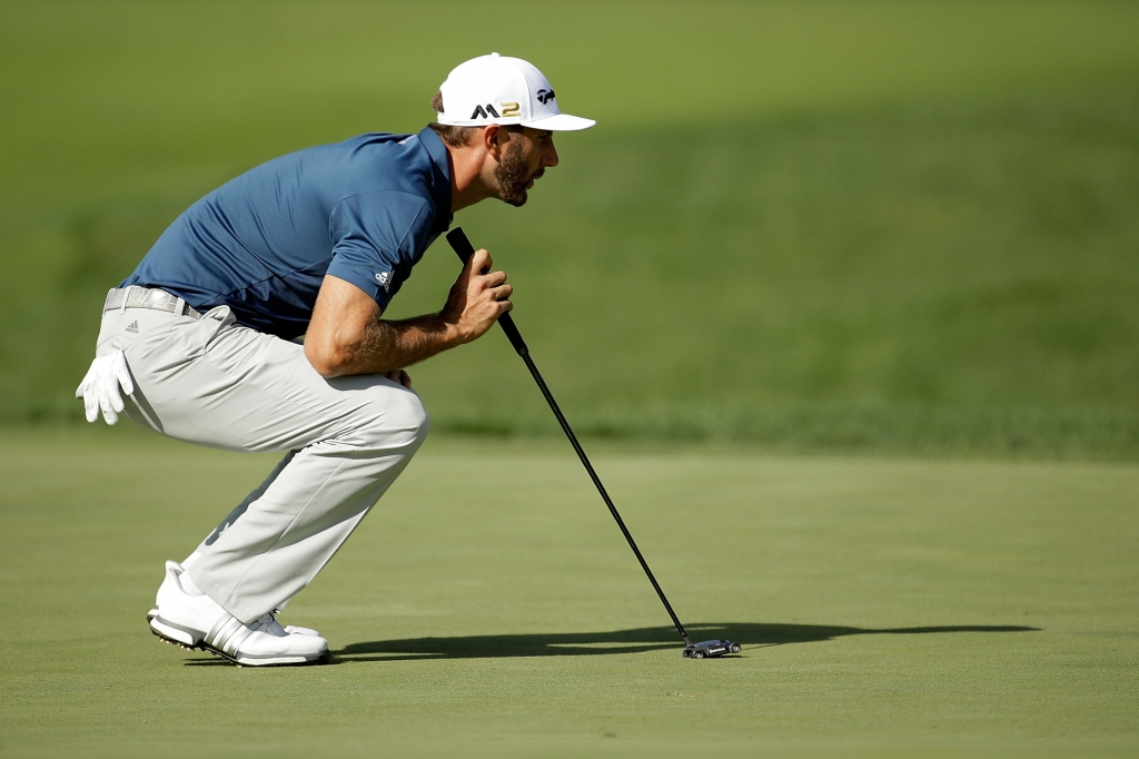 CARMEL IN- SEPTEMBER 11 Dustin Johnson lines up a putt on the 12th hole during the final round of the BMW Championship at Crooked Stick Golf Club