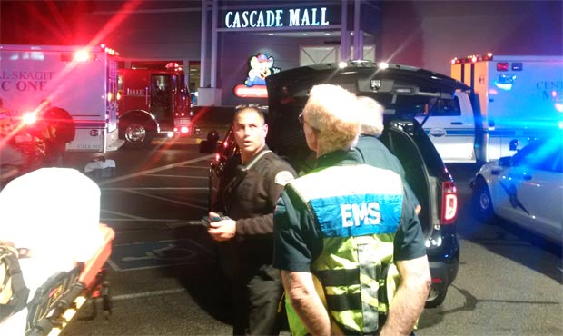 EMS teams arrive at the Cascade Mall shooting