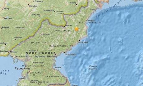 A handout image provided by the US Geological Survey showed the location of an explosion registered in northeastern North Korea