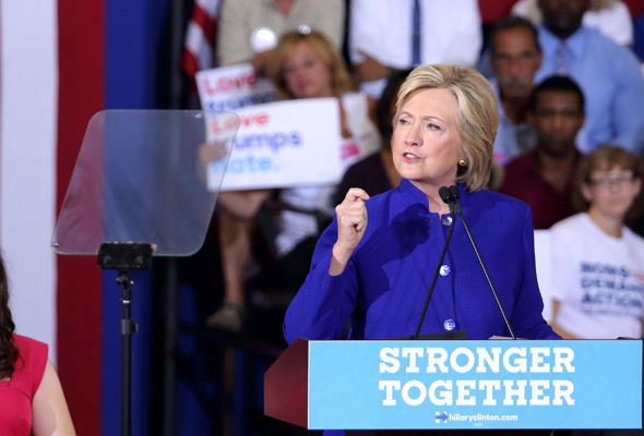 Hillary Clinton at a rally