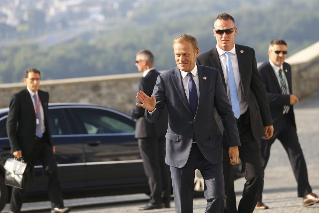 European Council President Donald Tusk arrives for the European Union summit the first one since Britain voted to quit in Bratislava Slovakia