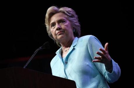 WASHINGTON DC- AUGUST 05 Democratic presidential nomiee Hillary Clinton addresses the National Association of Black Journalists and the National Association of Hispanic Journalists