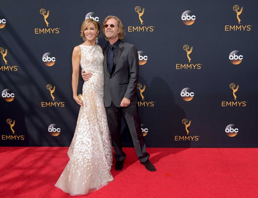 Felicity Huffman left and William H. Macy arrive