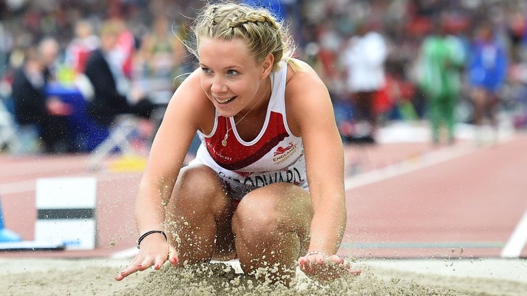 England's Bethy Woodward competes in the final of the women's long jump T37/38 athletics event during the 2014 Commonwealth Games