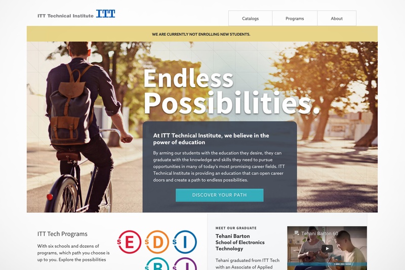 After closing all campuses nationwide ITT Tech's official website announces they will no longer enroll new students