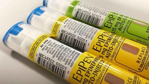 EpiPen auto-injection epinephrine pens manufactured by Mylan NV pharmaceutical company for use by severe allergy sufferers