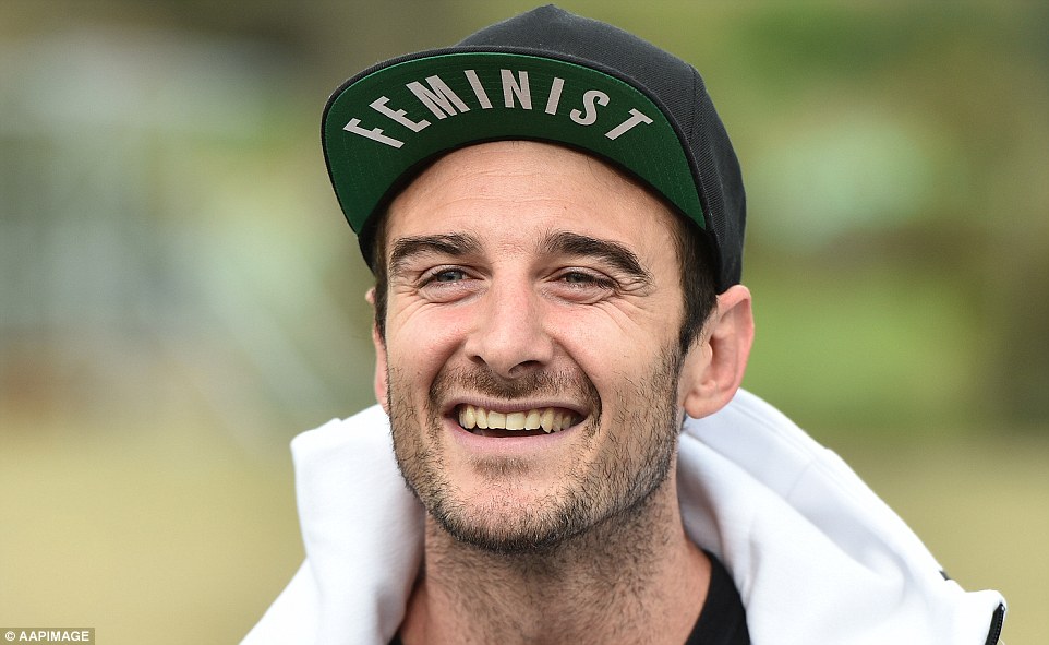 Essendon captain Jobe Watson's baseball hat with the word'feminist written on it that grabbed all the attention